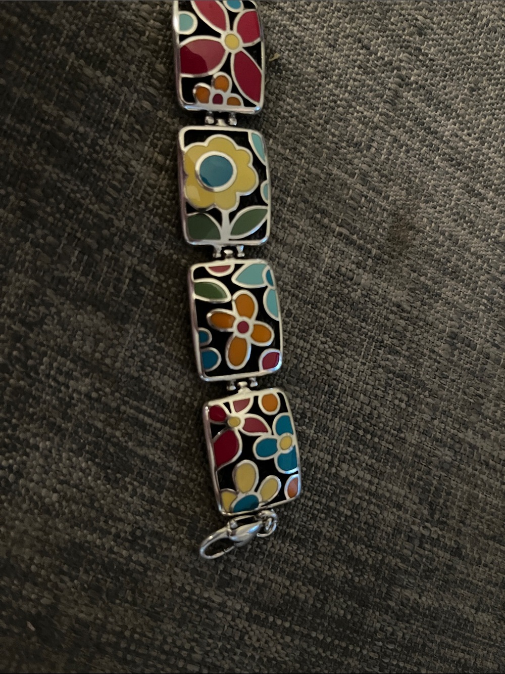 Brighton Silver/Multicolor Floral Enamel Bracelet - Yellow, Blue, Red - Picture 6 of 6